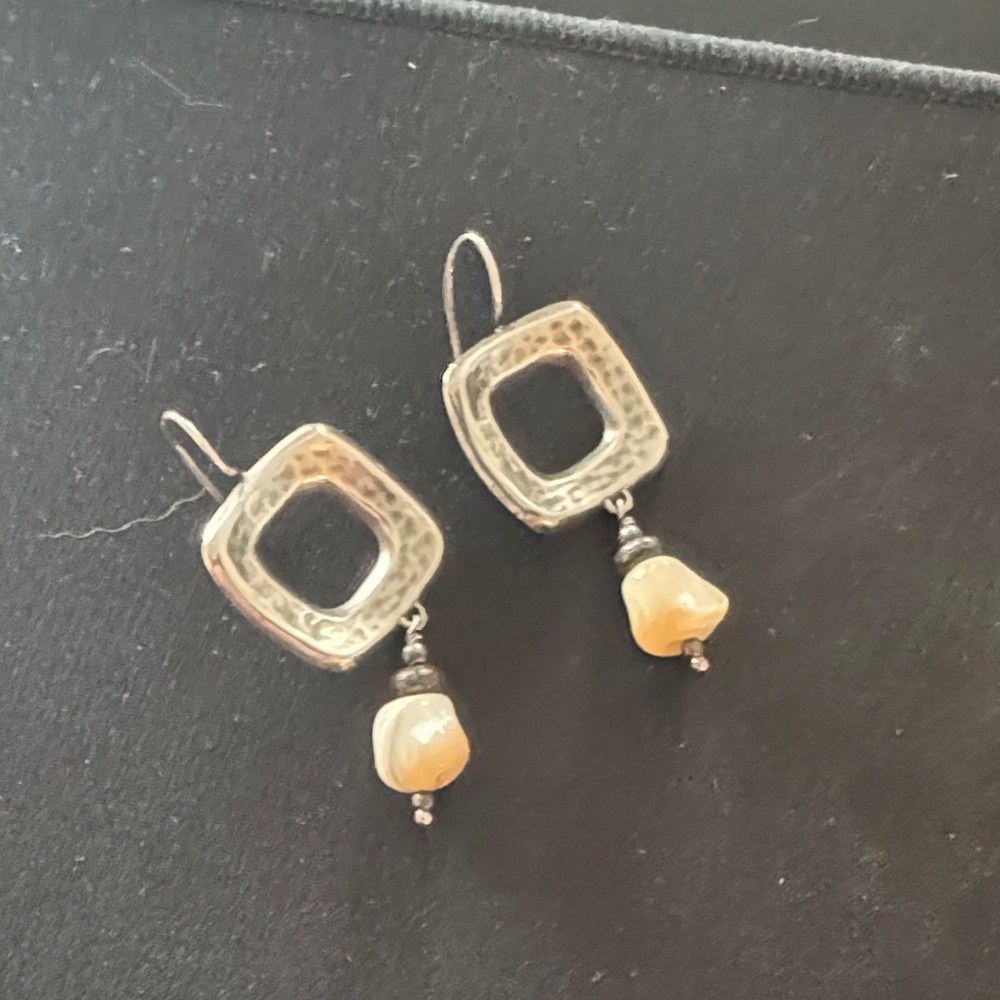 Silpada Silver Earrings with Cream Accents